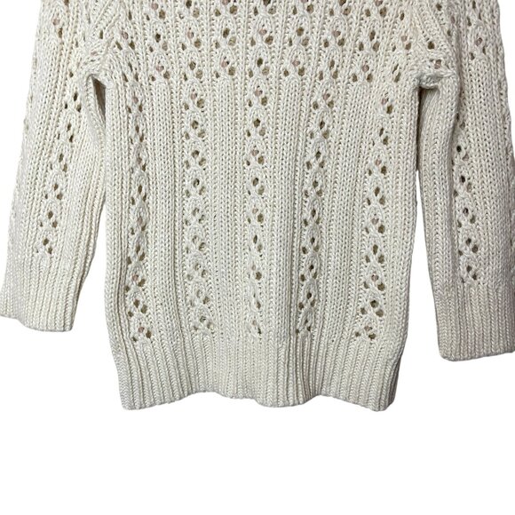 DKNY CITY 3/4-Sleeve Cream Fitted Scoop-Neck Sweater with Beaded Details, XL - Picture 4 of 10